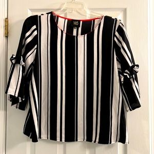 W5 black and white striped dressy top